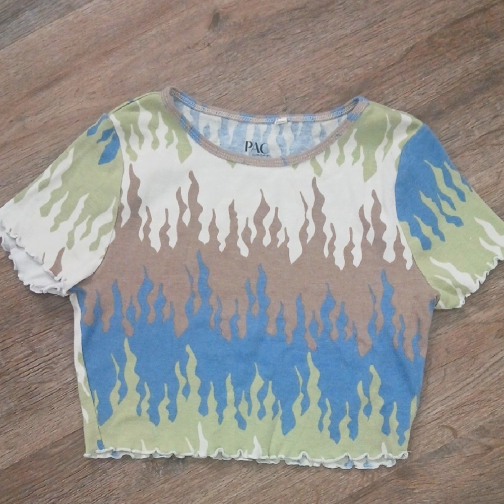 Multicolor Flame Pattern Crop Top